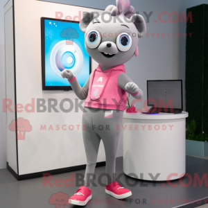 Grå Pink maskot kostume...
