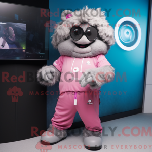 Grijs-roze mascottekostuum...
