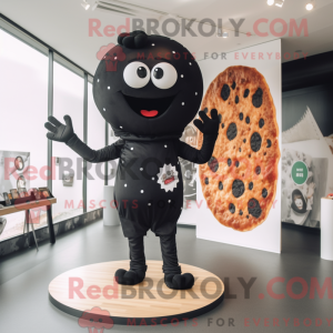 Svart Pizza maskot kostyme...