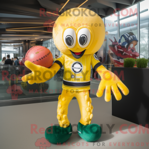 Gul Octopus maskot drakt...