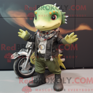 Olive Axolotl Maskottchen...