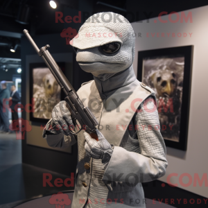 Sølv Sniper maskot kostume...