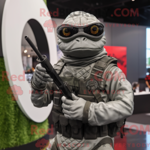 Sølv Sniper maskot kostume...