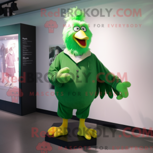 Mascotte de poulet vert...