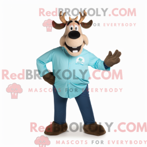 Cyan Elk maskot kostume...