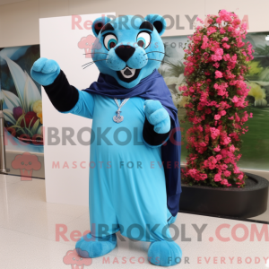 Sky Blue Panther mascotte...