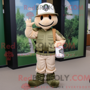 Cream Green Beret maskot...