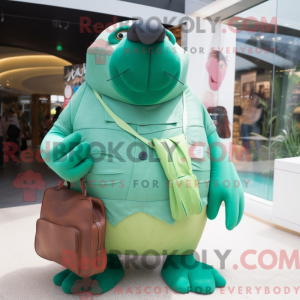 Grøn Hvalros maskot kostume...