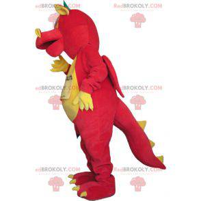 Gigante mascotte drago rosso giallo e verde - Redbrokoly.com