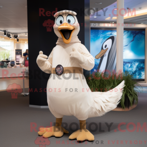Tan Swan maskot kostume...