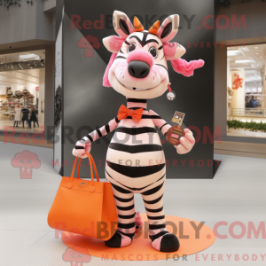 Peach Zebra maskot kostume...