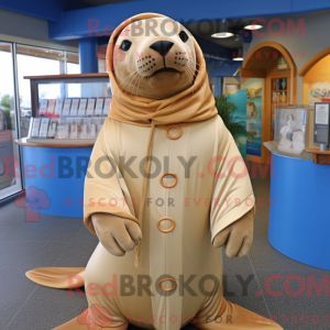 Beige Sea Lion maskot...
