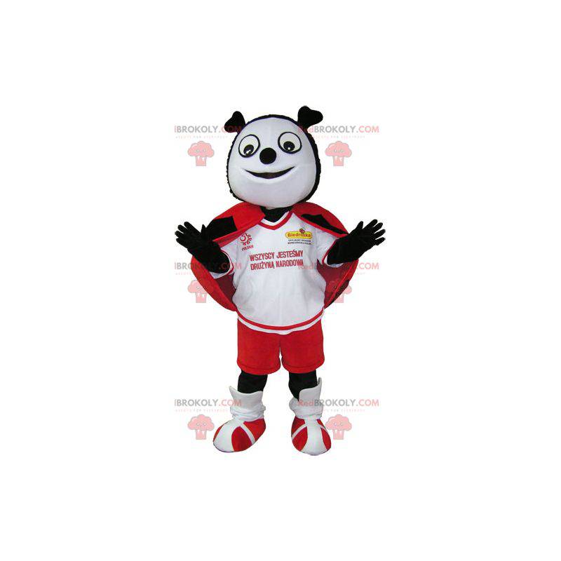 Schwarzes und weißes rotes Marienkäfermaskottchen - Schwarzes und weißes rotes Marienkäfermaskottchen -