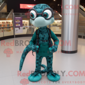 Disfraz de mascota Teal Python vestido con leggings y anteojos - Mascotas pitón - REBROKO_240787 - RedBrokoly.com