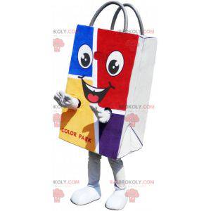 Mascotte del sacchetto di carta colorato e sorridente -
