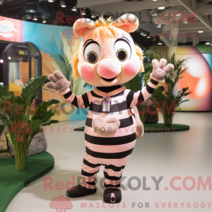 Peach Zebra maskot kostume...