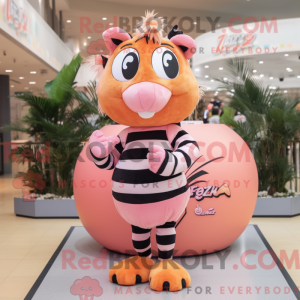 Peach Zebra maskot kostume...