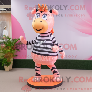 Peach Zebra maskot kostume...