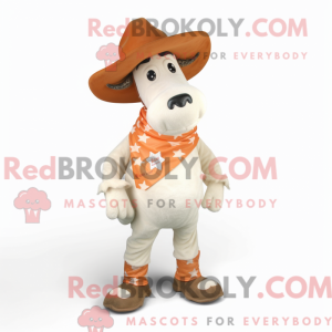Peach Holstein Cow maskot...