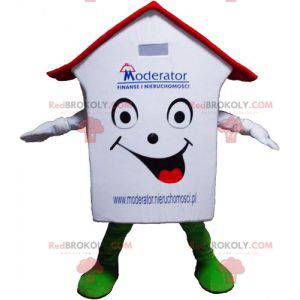Mascotte della casa bianca rossa e verde molto sorridente -