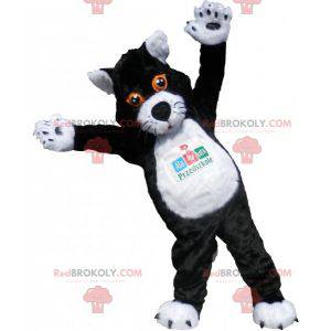 Mascotte de gros chat noir et blanc. Costume de chat -