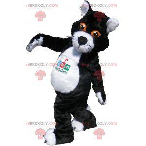 Mascote grande gato preto e branco. Fantasia de gato -