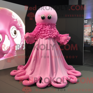 Pink Kraken maskot kostume...