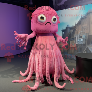 Roze Kraken-mascottekostuum...