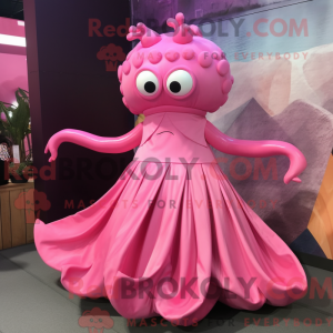 Pink Kraken maskot kostume...