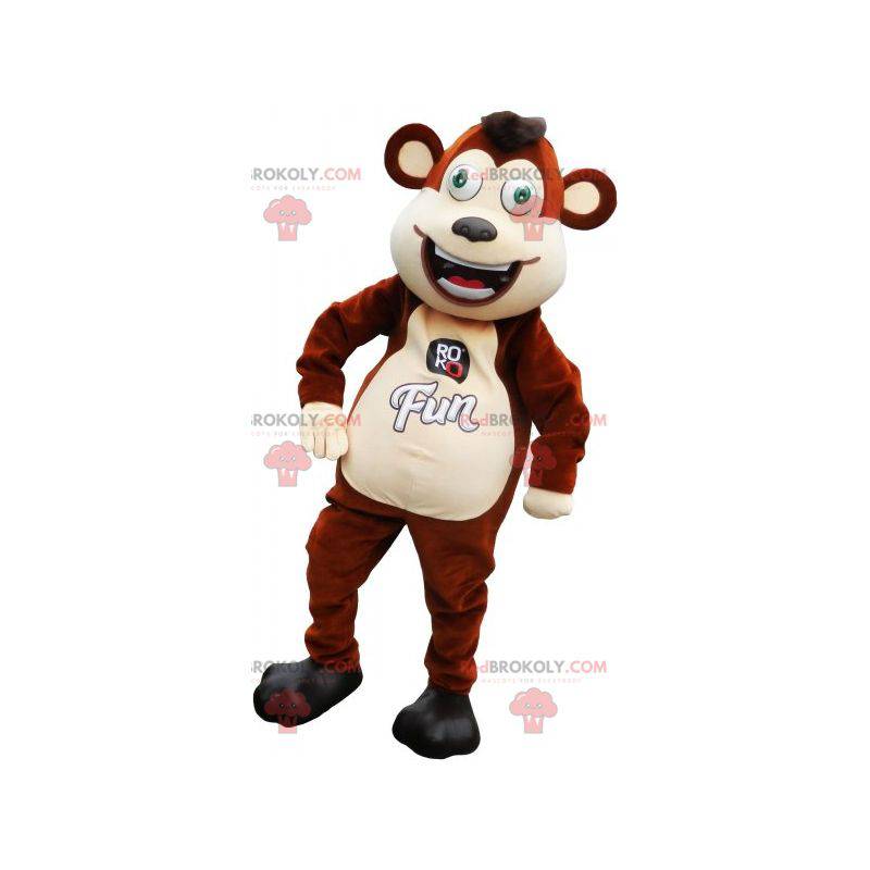 Mascote macaco marrom e bege engraçado - Redbrokoly.com