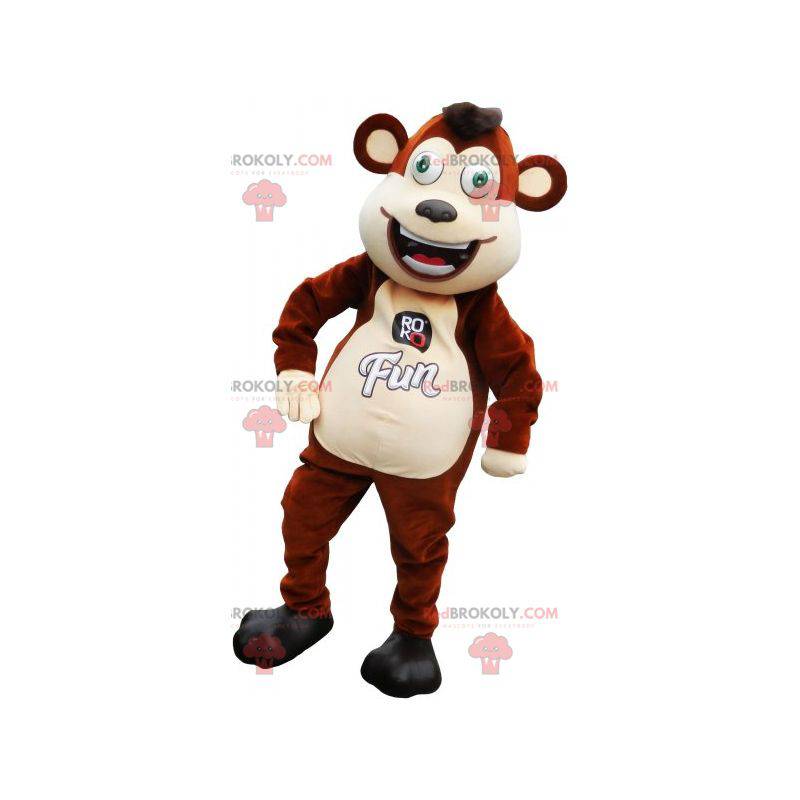 Mascotte de singe marron et beige rigolo - Redbrokoly.com