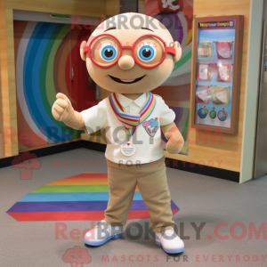 Tan Rainbow maskot kostume...