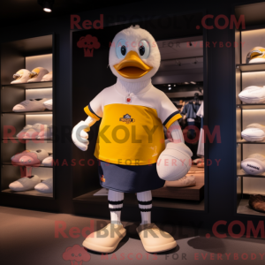 Cream Duck mascot costume...