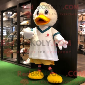 Cream Duck mascot costume...