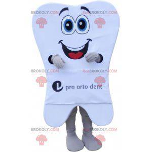 Kæmpe hvid tand maskot med et stort smil - Redbrokoly.com