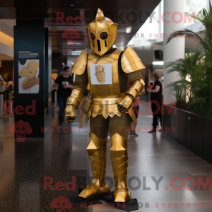 Gold Medieval Knight mascot...