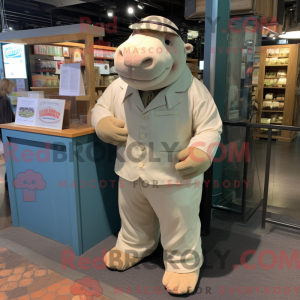 Beżowy flodhest maskot...