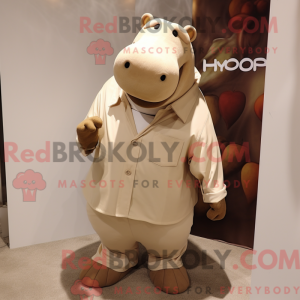 Beige Hippopotamus maskot...