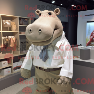Beige flodhest maskot drakt...