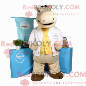 Beige Hippopotamus maskot...