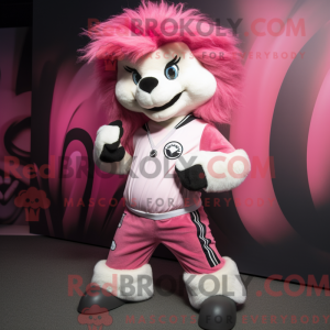 Pink Skunk maskot kostume...