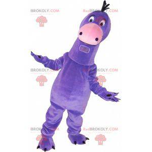 Mascota divertida del dinosaurio gigante púrpura -