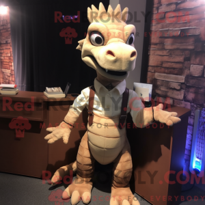 Tan Dragon maskot kostume...