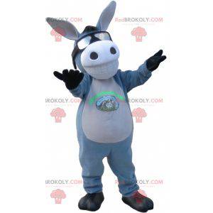 Šedá a bílá osel maskot s úsměvem. Mezek maskot - Redbrokoly.com