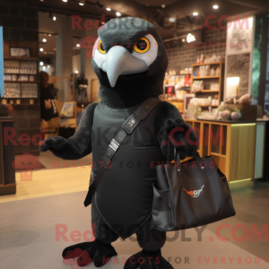 Sort Falcon maskot kostume...