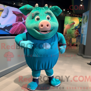 Disfraz de mascota Teal Pig...