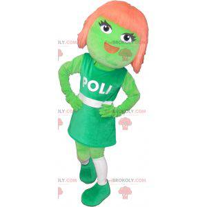 Red-haired girl alien mascot - Redbrokoly.com