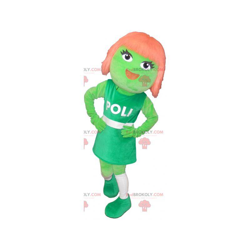 Red-haired girl alien mascot - Redbrokoly.com