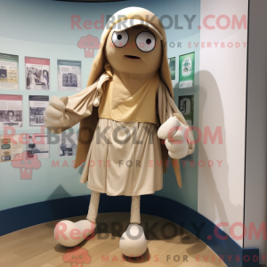 Beige Kraken maskot kostyme...