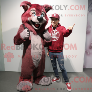 Maroon Hyæne maskot kostume...